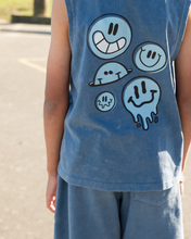 Load image into Gallery viewer, Blue Wash Smiley Tank