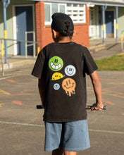 Load image into Gallery viewer, Black Wash Icon Smiley Tee