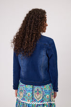Load image into Gallery viewer, Stretch Denim Jacket With Brooch Detail