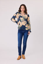 Load image into Gallery viewer, Rose Peasant Top - Blue