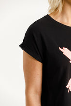Load image into Gallery viewer, Jackie Tee - Black with Blossom Berry X