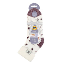 Load image into Gallery viewer, Ladies Lite Orion Sleep Sock - Ivory/Cabernet Stars