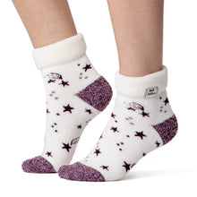 Load image into Gallery viewer, Ladies Lite Orion Sleep Sock - Ivory/Cabernet Stars