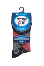 Load image into Gallery viewer, Gentle Grip 3pk Mens Socks - Black Argyle