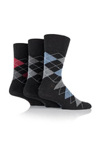 Load image into Gallery viewer, Gentle Grip 3pk Mens Socks - Black Argyle