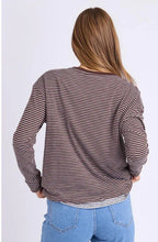 Load image into Gallery viewer, Hutch L/S Tee - Coffee Stripe