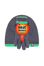 Load image into Gallery viewer, Kids Flat Knit Hat & Gloves - Charcoal/Green