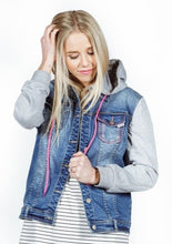 Load image into Gallery viewer, Hooded Denim Jacket - Blue