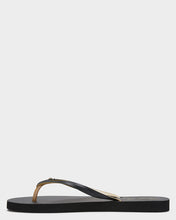 Load image into Gallery viewer, Script Wave Bloom Open Toe Jandal - Black/Gold
