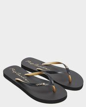 Load image into Gallery viewer, Script Wave Bloom Open Toe Jandal - Black/Gold
