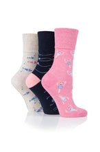 Load image into Gallery viewer, Gentle Grip 3pk Fun Feet Womens Socks - Seabed