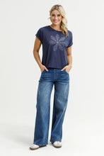 Load image into Gallery viewer, Jackie Tee - Navy Daisy Print
