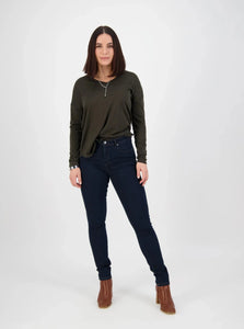 Basket Weave Skinny Jean - Indigo