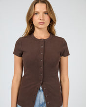 Load image into Gallery viewer, Button Up Short Sleeve Tee - Chocolate
