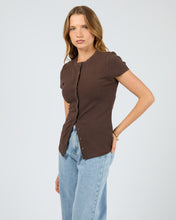 Load image into Gallery viewer, Button Up Short Sleeve Tee - Chocolate
