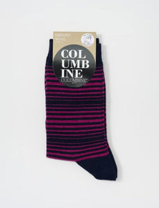 Stripe Merino Crew - Navy/Purple wine