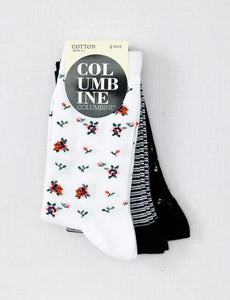 Flowers 3PK Crew - WHI/BLA