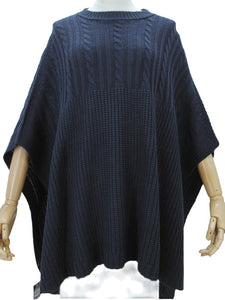 Autumn Knit Poncho - Navy