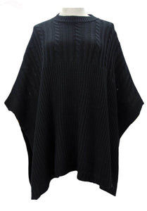 Autumn Knit Poncho - Black