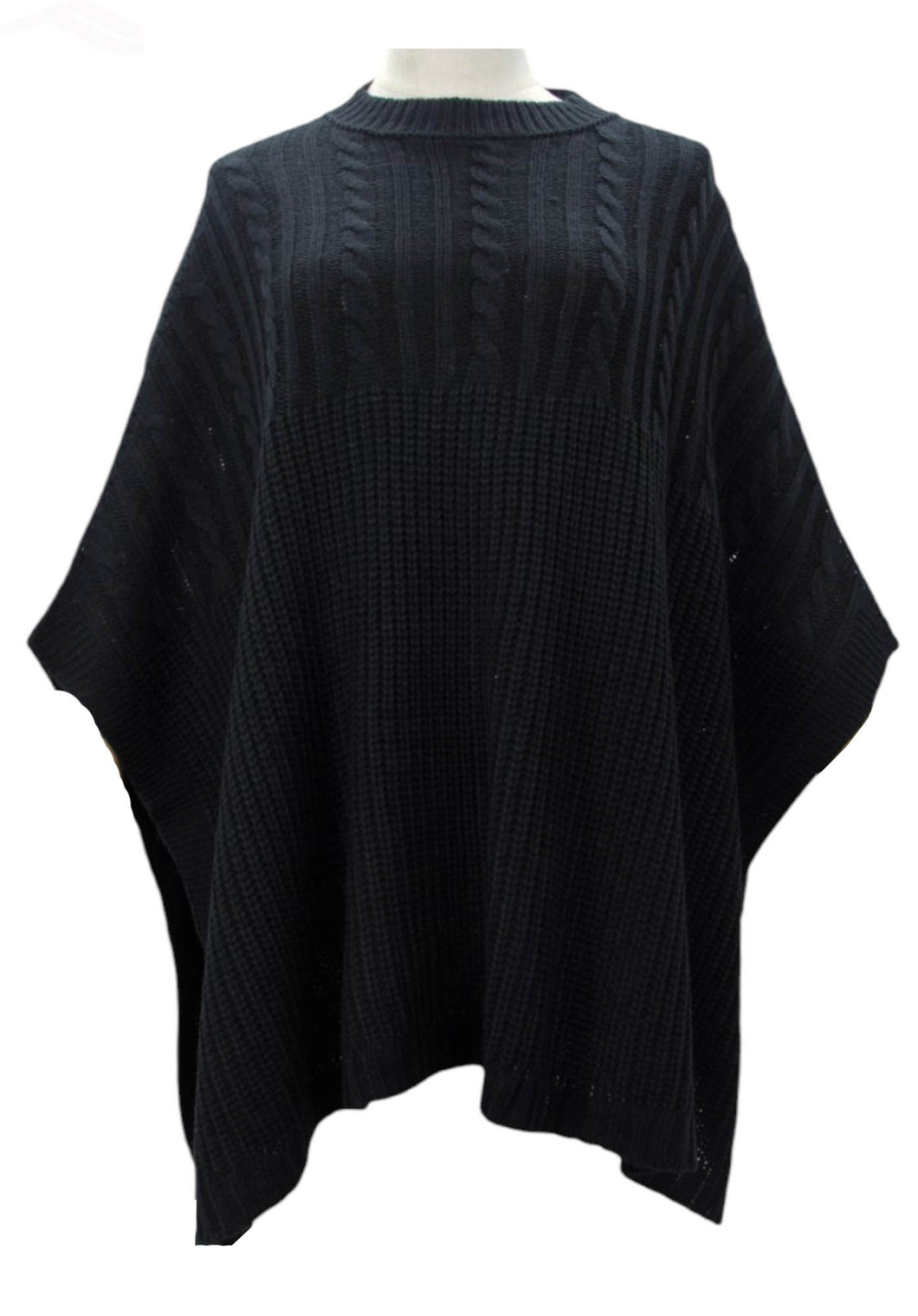 Autumn Knit Poncho - Black