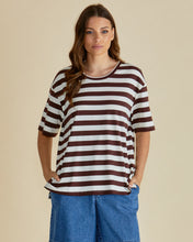 Load image into Gallery viewer, Relaxed Boxy Tee - Brown Stripe
