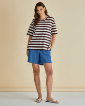 Load image into Gallery viewer, Relaxed Boxy Tee - Brown Stripe
