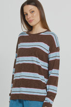 Load image into Gallery viewer, Natasha Knit Top - Chocolate/Blue/Pink Stripe
