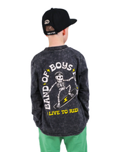 Load image into Gallery viewer, Black Wash Bones Skate LS Tee

