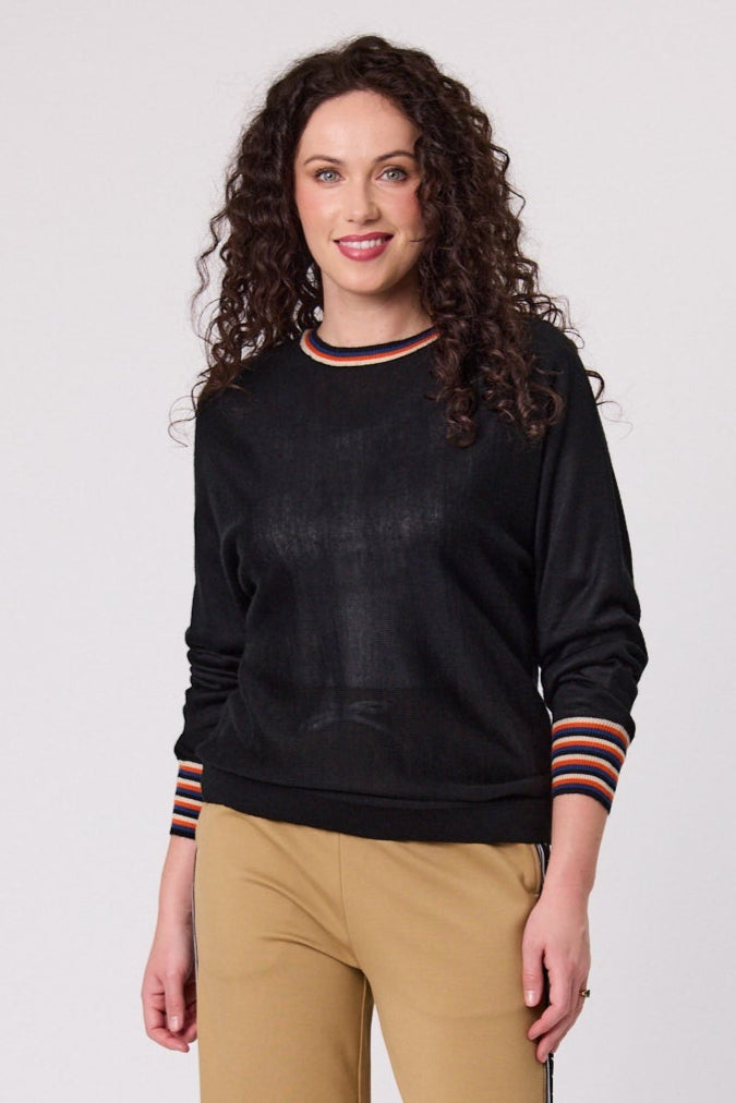 Merino Blend Stripe Trim Jumper
