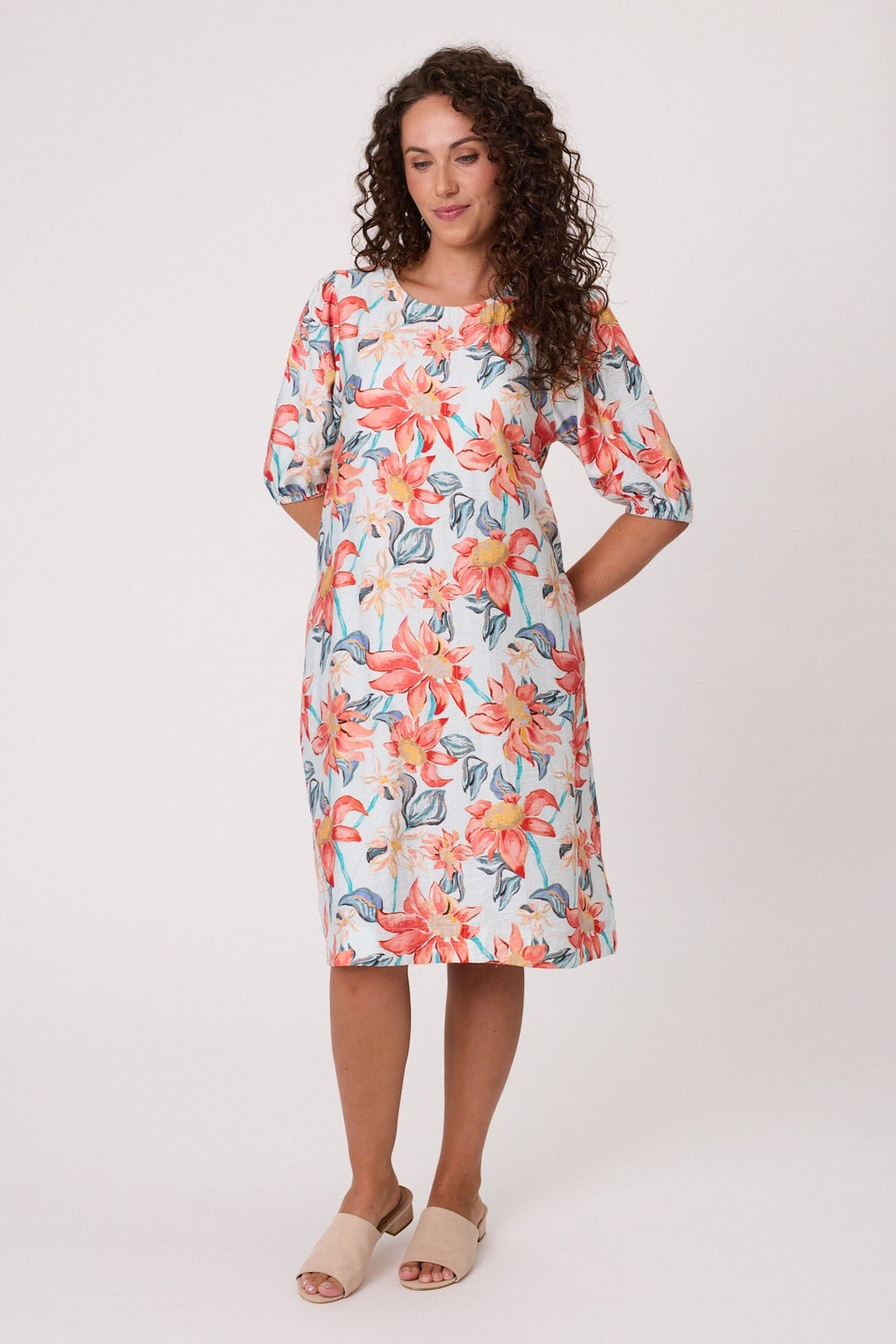 Verona Flower Dress - Aqua