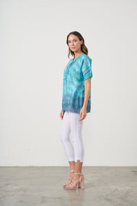 Multi Block Print with Lace Hem Blouse