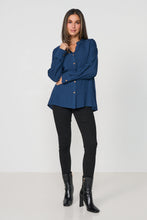 Load image into Gallery viewer, Raglan Sleeve &amp; Wood Button Shirt - Blue
