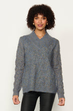 Load image into Gallery viewer, Textured Knit With Crossover Neck Jumper - Blue
