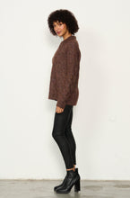 Load image into Gallery viewer, Textured Knit With Crossover Neck Jumper - Brown
