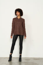 Load image into Gallery viewer, Textured Knit With Crossover Neck Jumper - Brown
