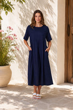 Load image into Gallery viewer, Havana Linen Long Dress - Navy
