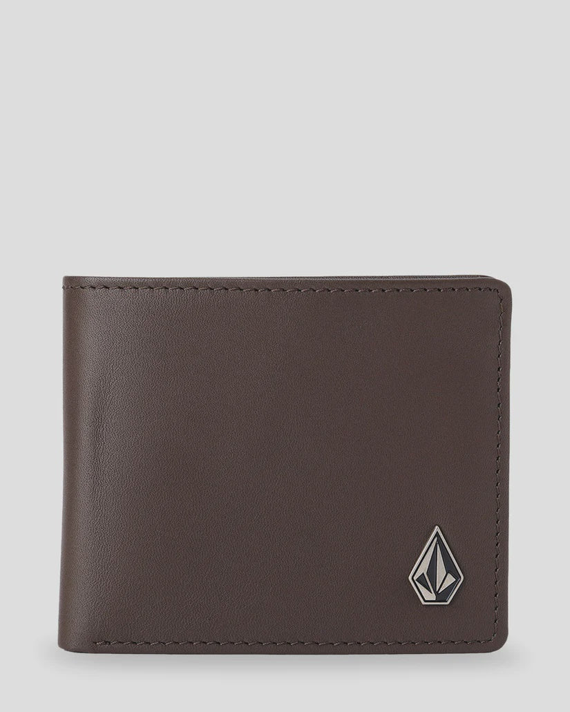 Single Stone Leather Wallet - Dark Brown