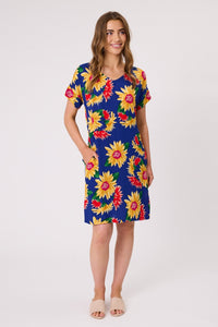 Blakely Printed Dress - Cobalt