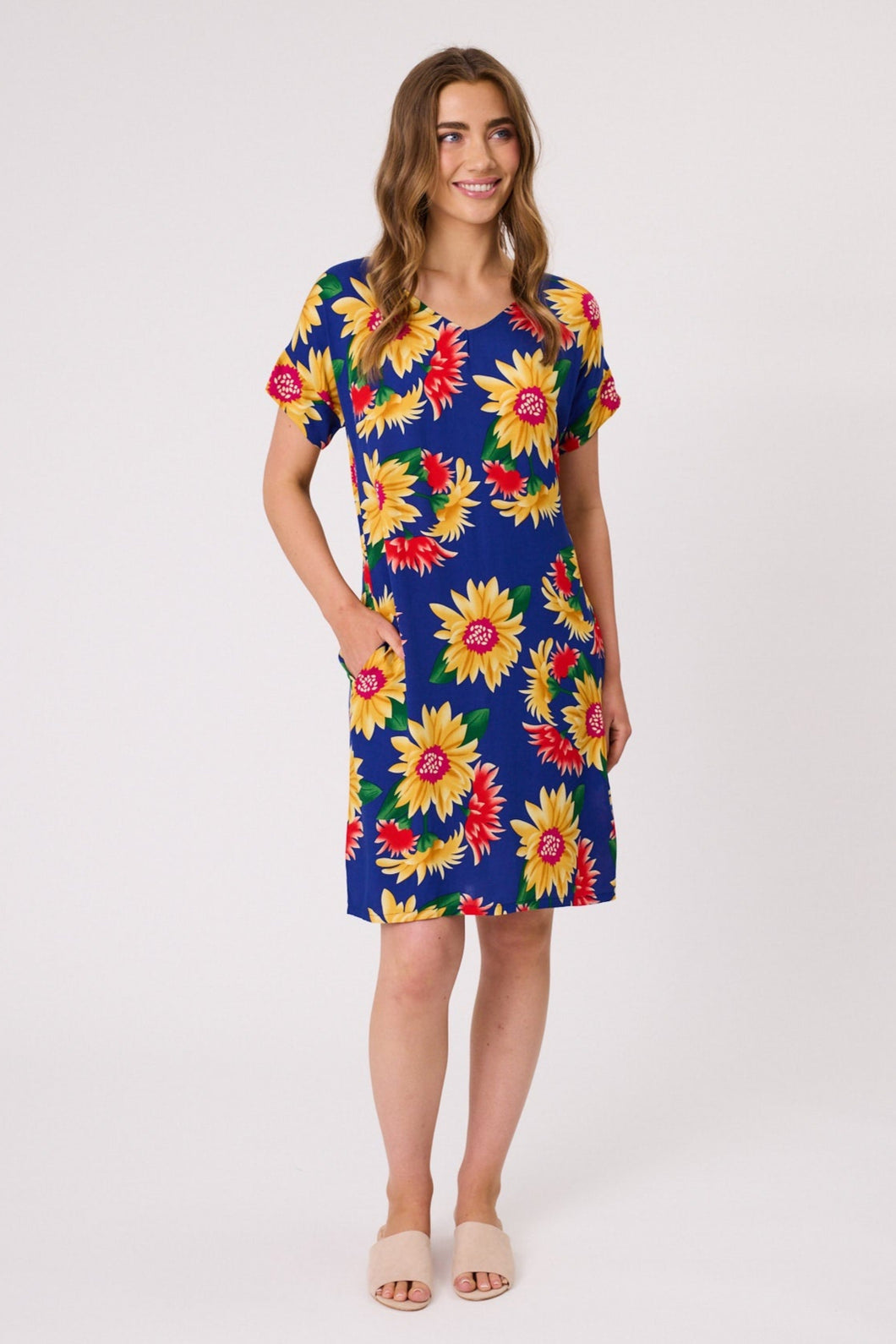 Blakely Printed Dress - Cobalt