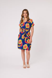 Blakely Printed Dress - Cobalt