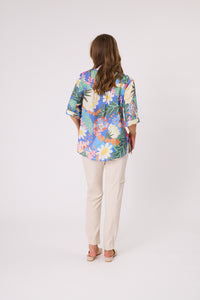 Sofia Printed Tie Side Shirt - Blue
