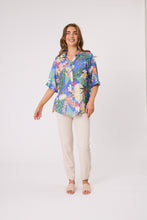 Load image into Gallery viewer, Sofia Printed Tie Side Shirt - Blue
