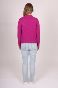 Funnel Neck Pullover with Cable Detail