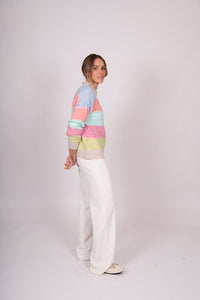 Multi Stripe Pullover - Ice Blue Multi