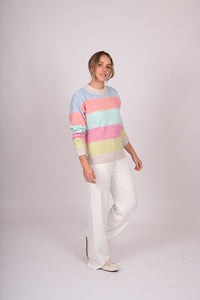Multi Stripe Pullover - Ice Blue Multi