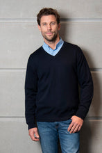 Load image into Gallery viewer, V Neck Merino Pullover - Navy
