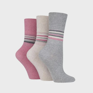 Gentle Grip 3pk Womens Socks - Greys & Pinks