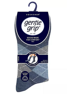 Gentle Grip 3PK - Denim Argyle Mens Sock