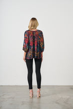 Load image into Gallery viewer, Tropical Print &amp; Tie Neck Blouse
