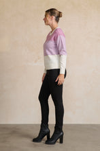 Load image into Gallery viewer, Block Stripes with Sparkle Lines Jumper - Orchid
